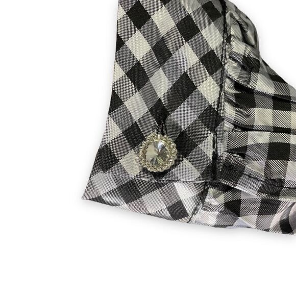 Sister Jane Glint Check Smock Dress in Black and Silver with Collar Detail - Picture 5 of 12